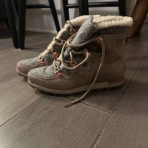 Sorel Gray and Brown Cozy Snow Boots